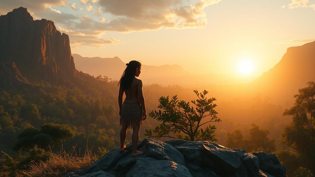 in a dark history: a neanderthal girl lin very short loinclo...