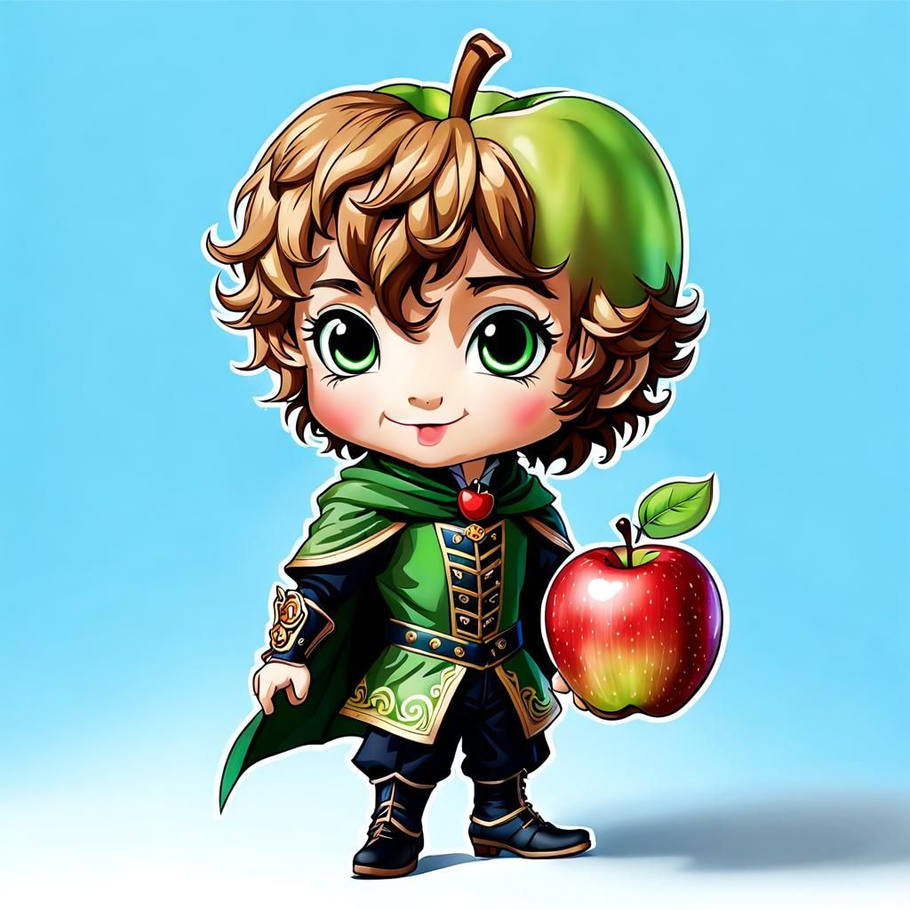 Chibi Anthropomorphic Pippin Apple Character