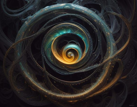 Surreal Nautilus Shell in Glowing Bacteria Void