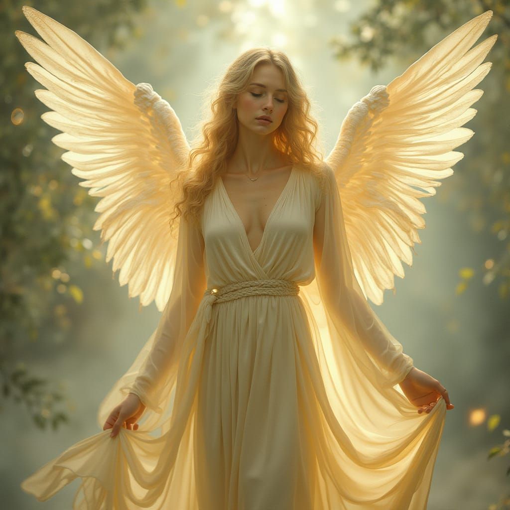 Serene Celestial Being in Ethereal Glow
