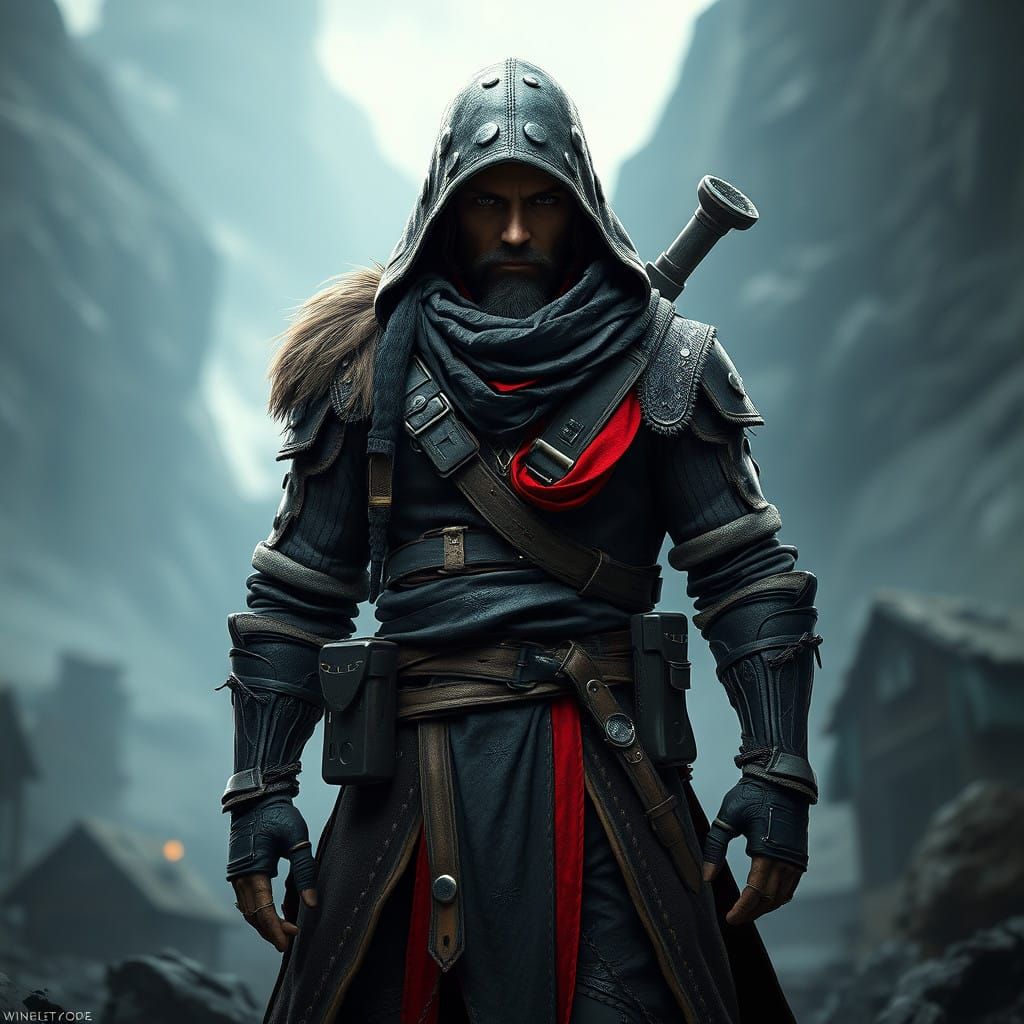 V, the Mercenary Hero, in a Fantastical Realm of Grit and Wo...