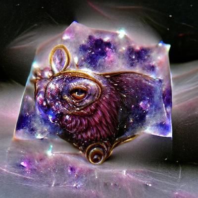 Amethyst Owl Soaring Through Renaissance Galaxy