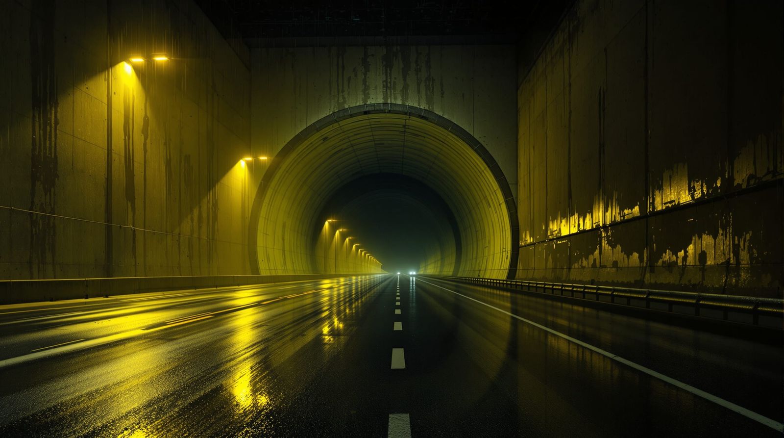 Unsettling Night Tunnel Entrance in Liminal Style