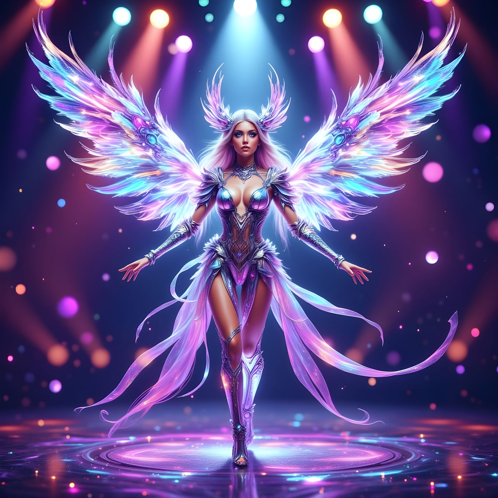Futuristic Fantasy Showgirl in Cyberpunk Style