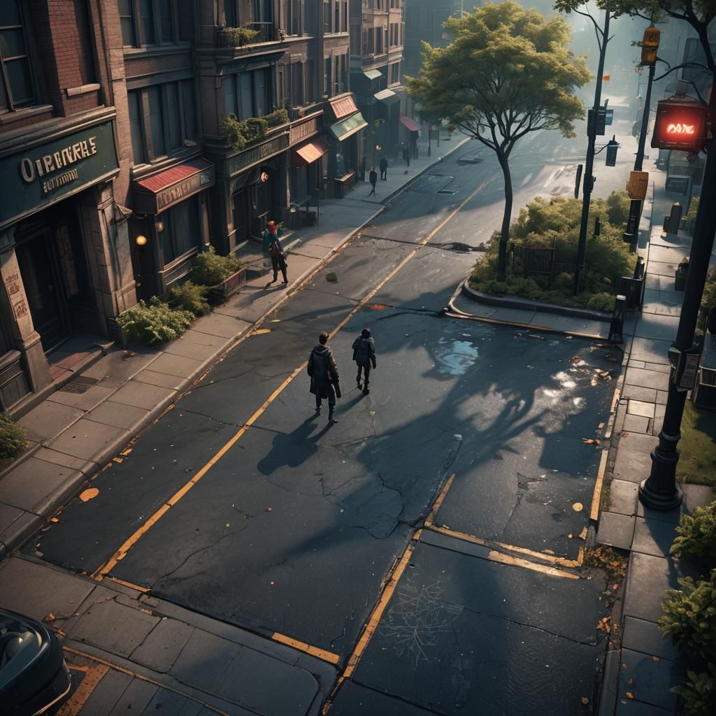 Threat on a Dark City Street: Matte Painting