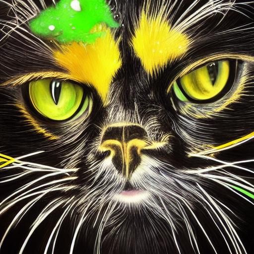 Detailed Black and White Cat Portrait