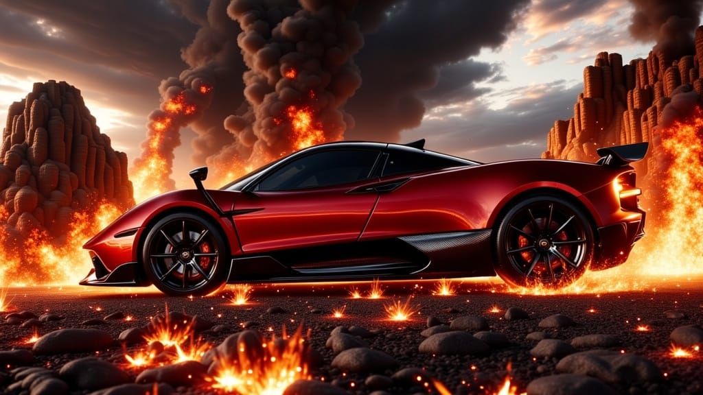 Pagani Zonda Races Through a Hellscape in Detailed Realism