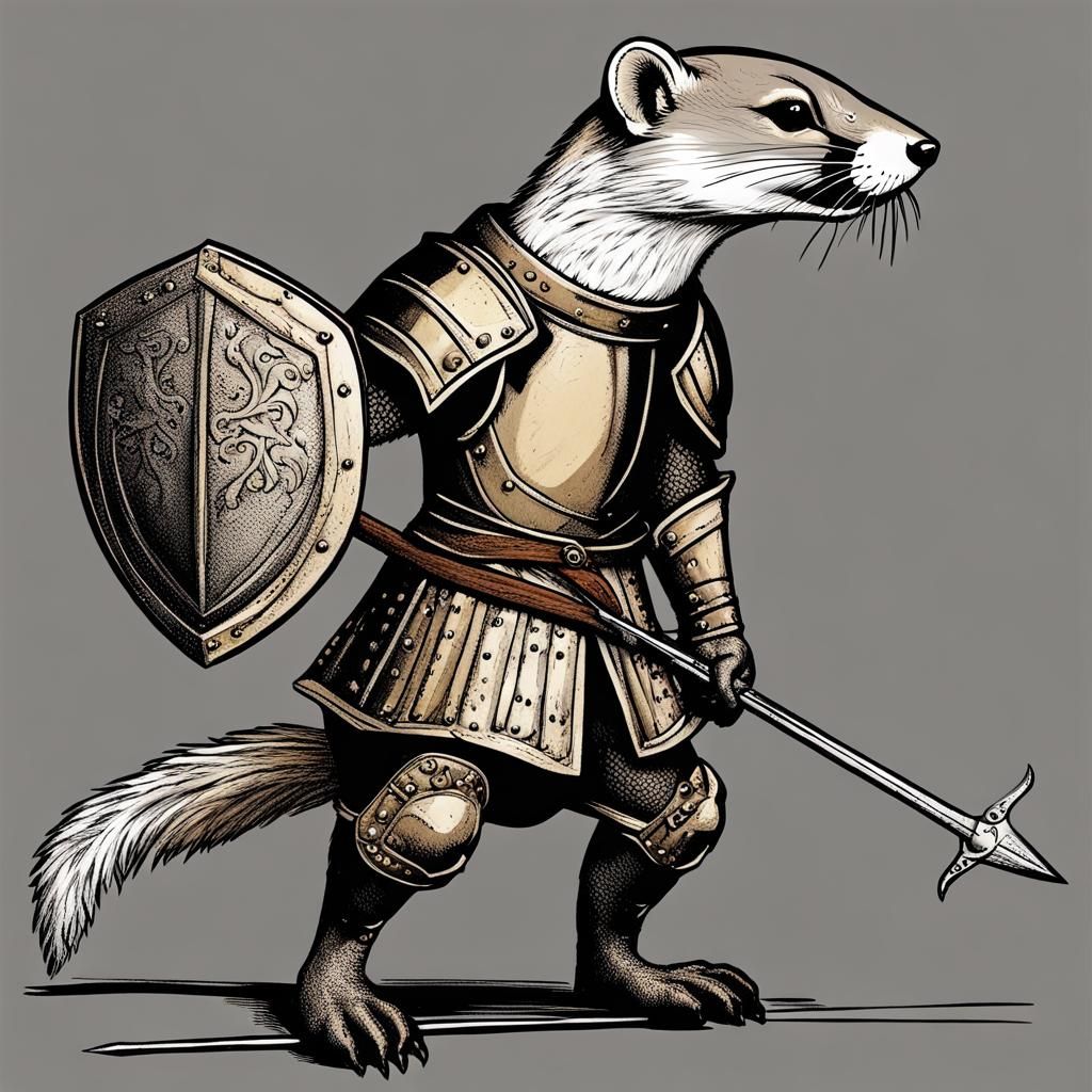 Armored Weasel Warrior in Medieval Style