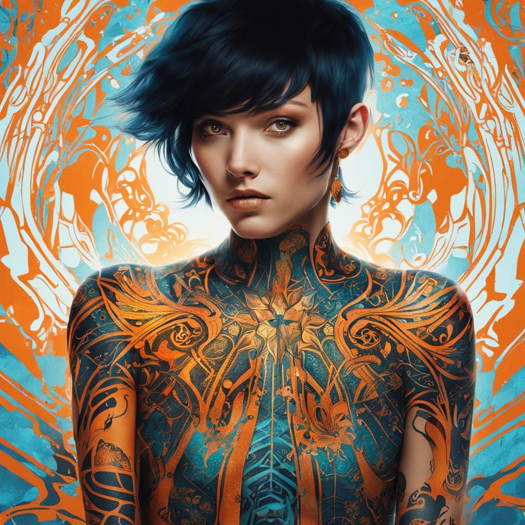 Intricate Body Art Masterpiece with Ethereal Glow