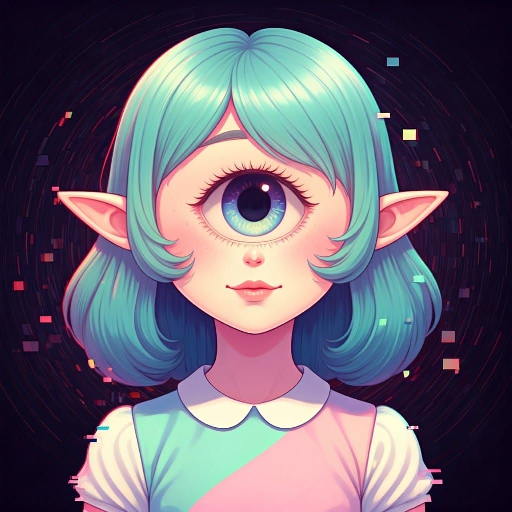 Cute Cyclops Girl in Dreamlike Digital Art