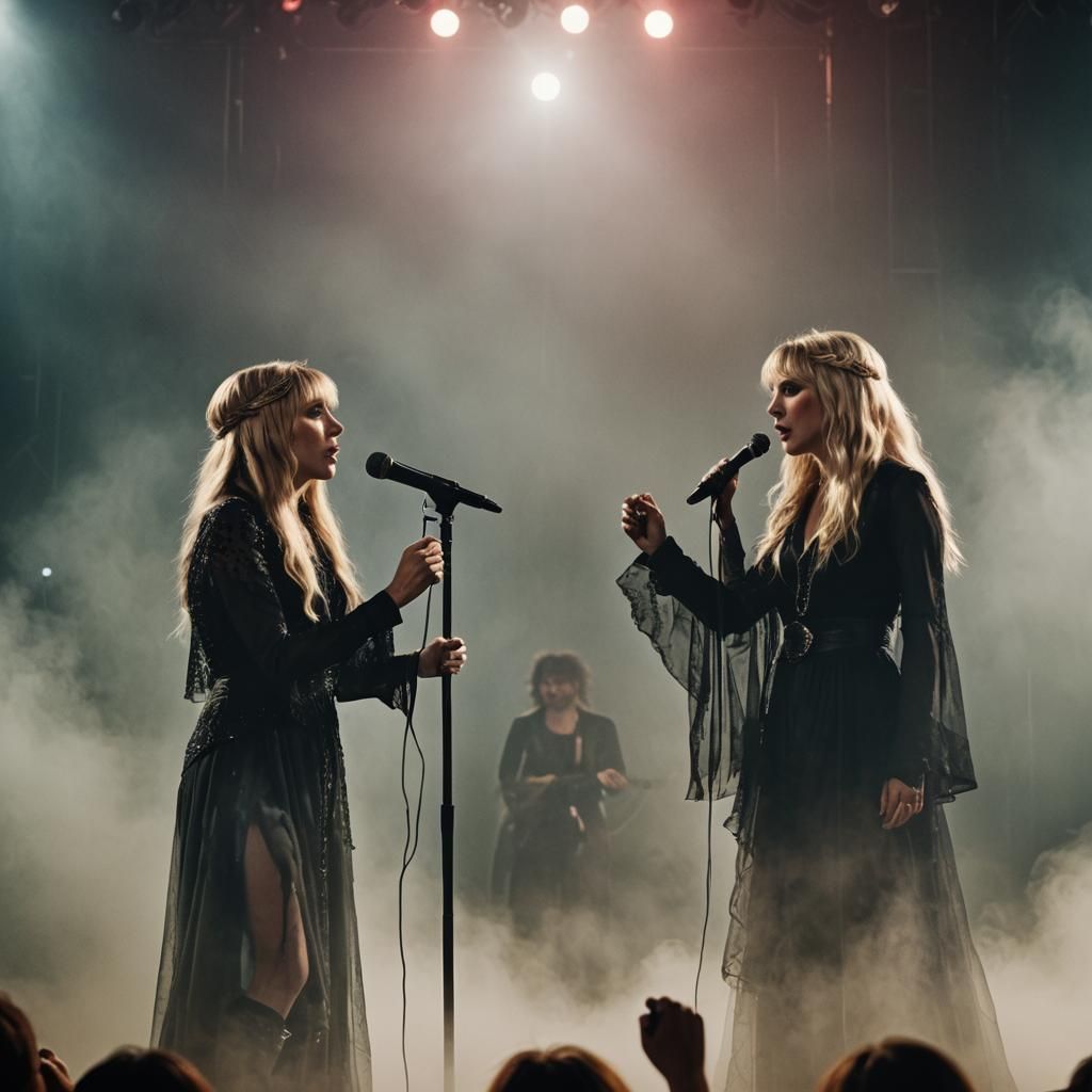 Concert Scene with Singers in Cinematic Lighting