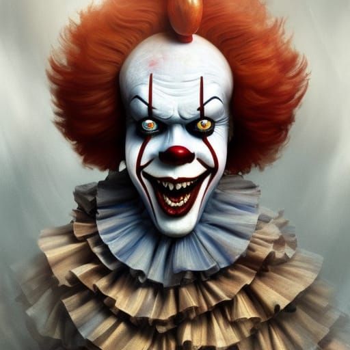 Hyperdetailed Pennywise Clown in Dark Fantasy Style