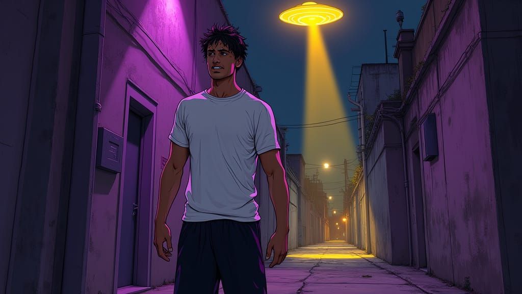 Cecutón in Urban Alley: Comic Book Style Illustration