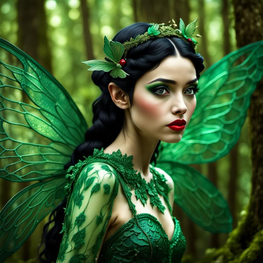 Emerald Forest Fairy Portrait in Hyperrealistic Style