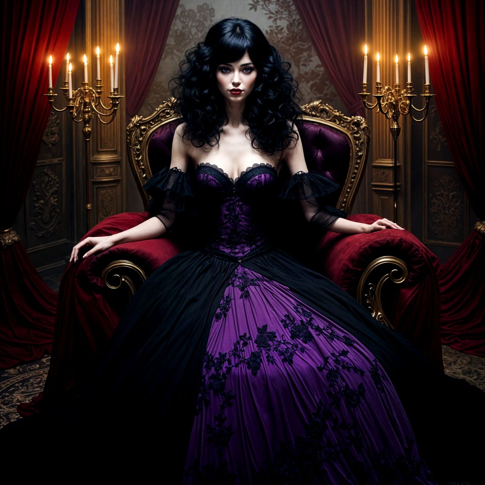 Ethereal Gothic Siren in Midnight Attire