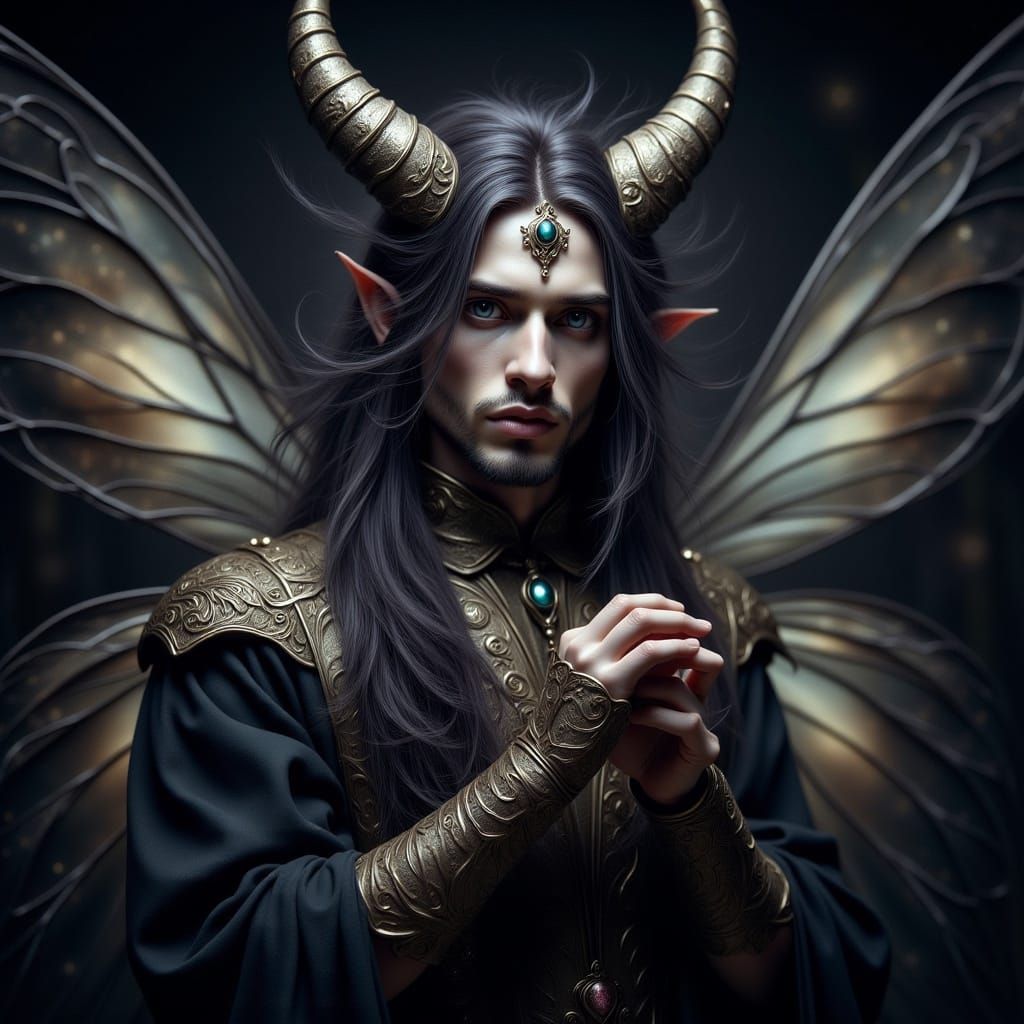 Dark Fairy Portrait in Ethereal Style