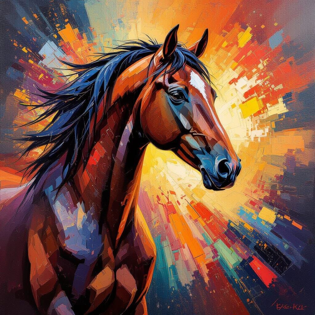Majestic Horse in Vibrant Abstract Art Style