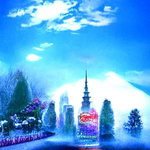 Ethereal Japanese Citypop Scene in Fantasy Style