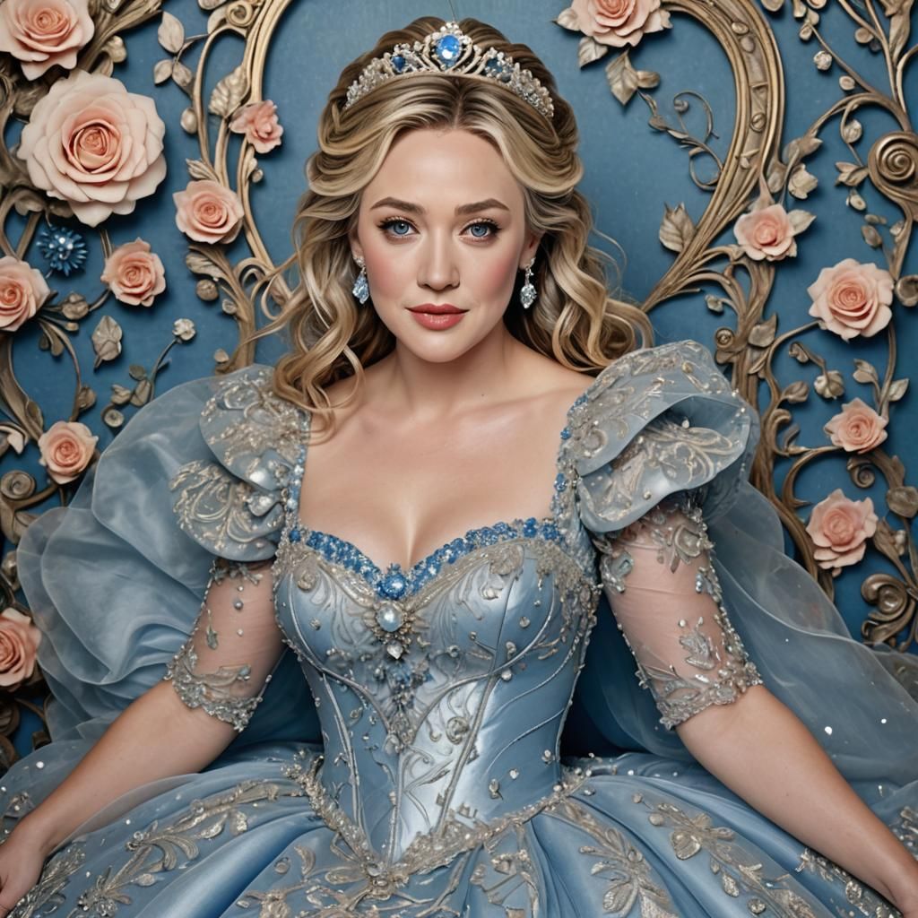 Cinderella in Blue Gown with Art Nouveau Details