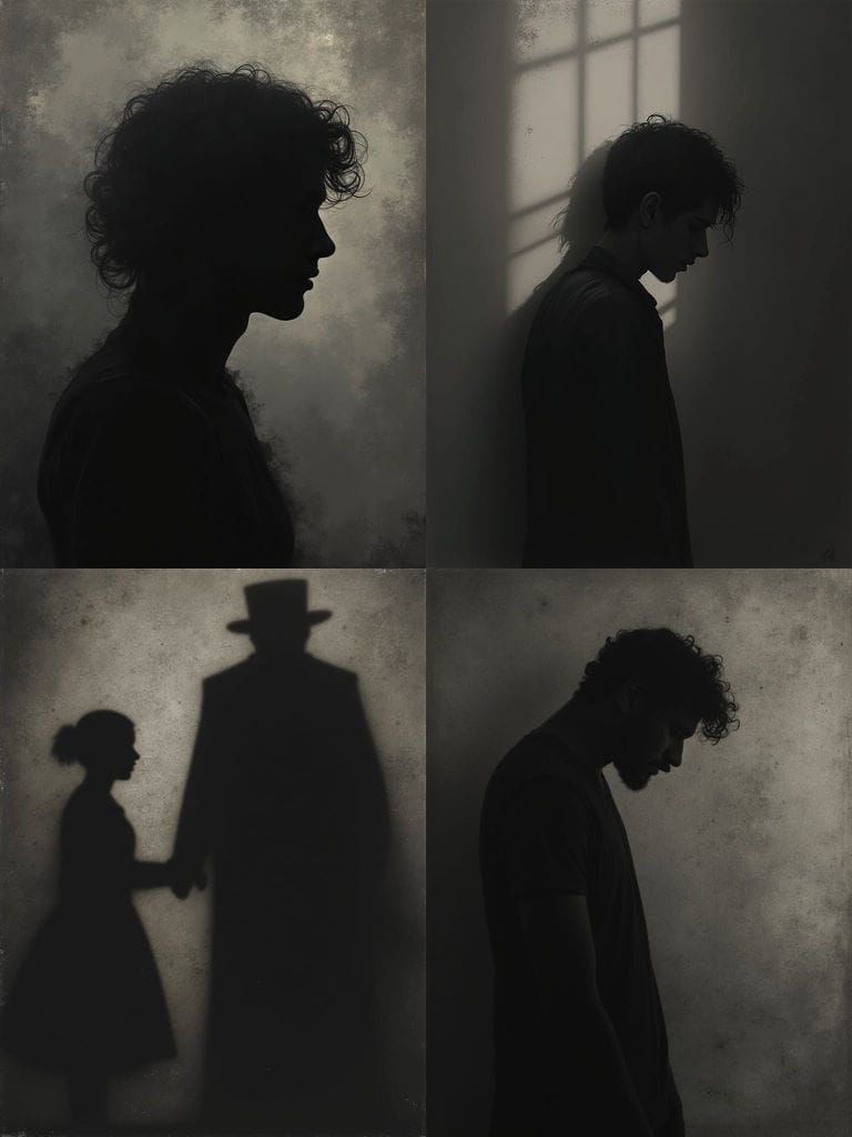 Black Shadow Figure Walking in Solitude