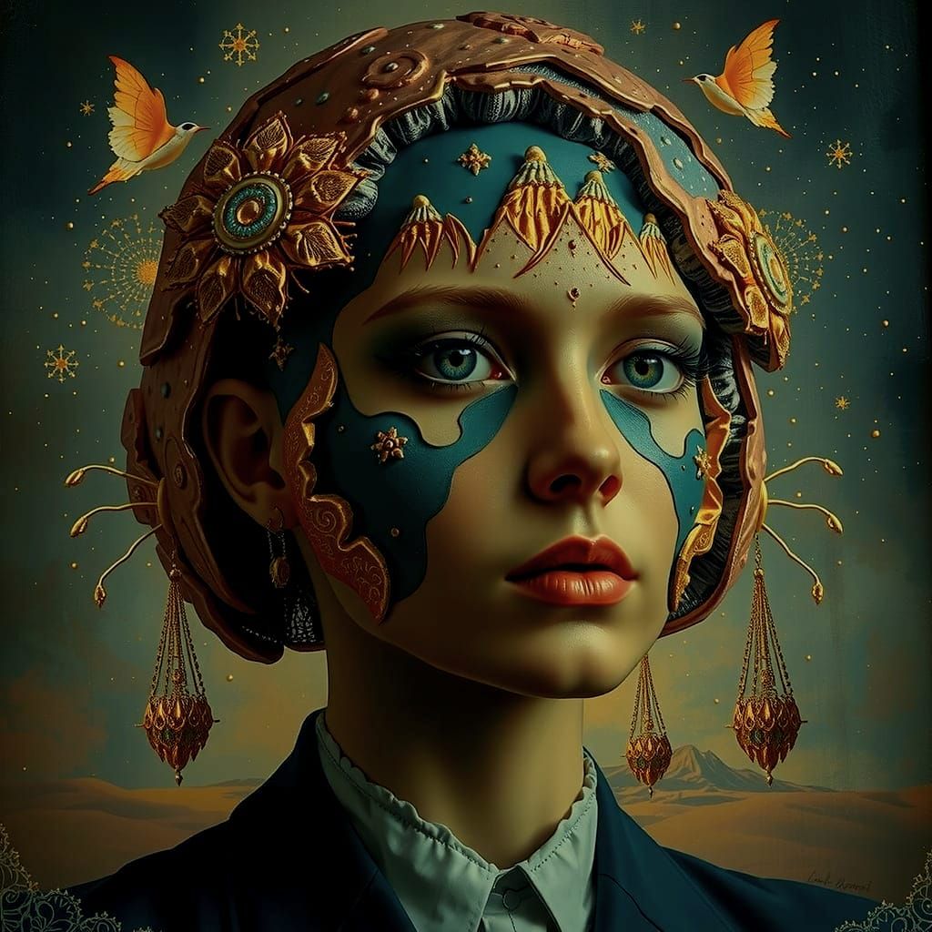 Dreamlike Amoeboid Landscape Painting in Pink, Blue, and Whi...