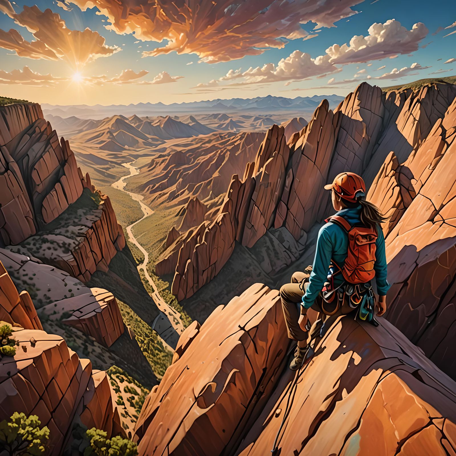 New Mexico Wilderness: Hyperrealistic Rock Climbing Scene