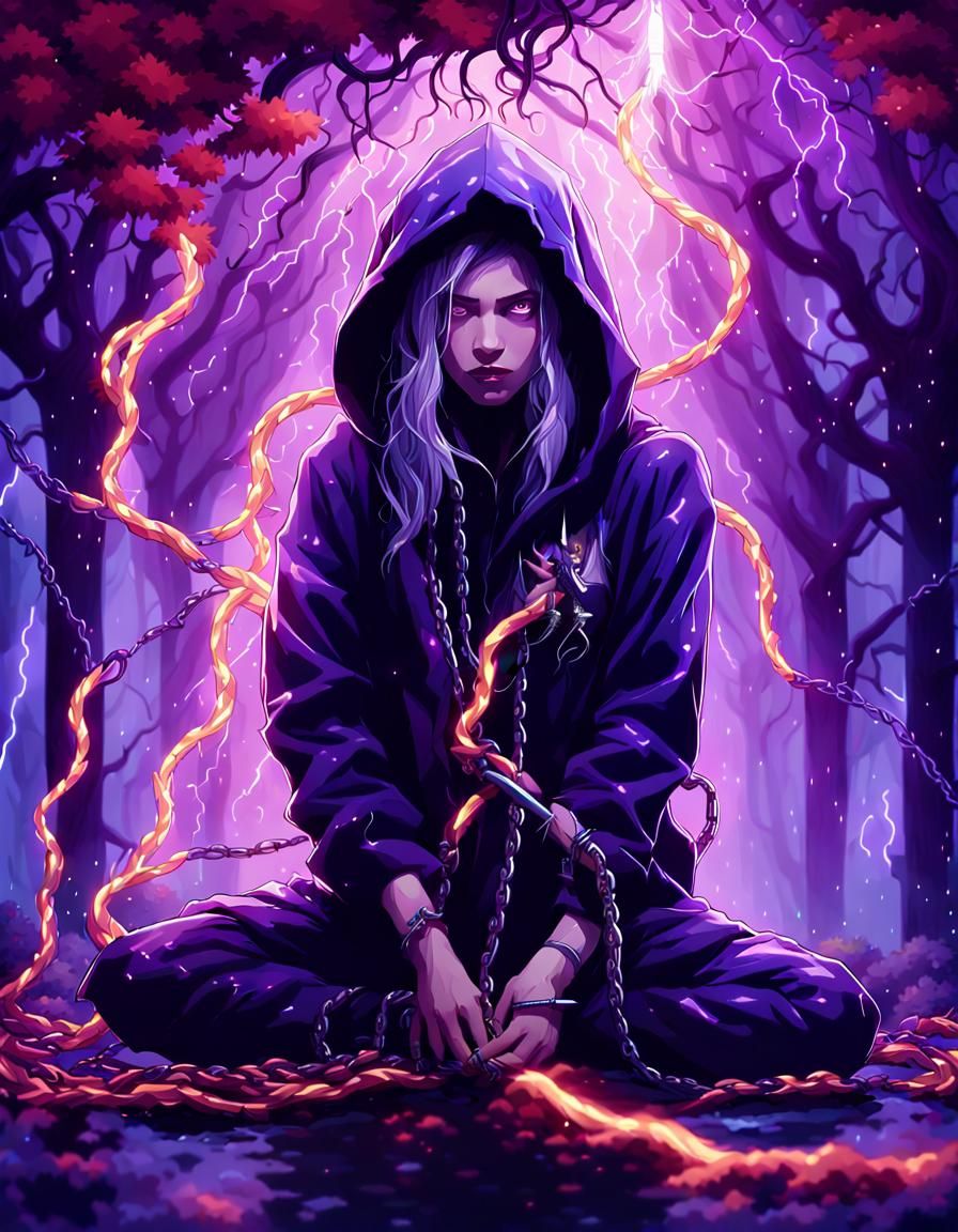 Ethereal Girl Imprisoned with Lightning, Sfumato Art