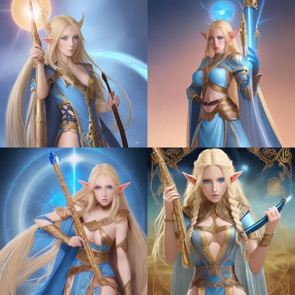 High Elf Maiden with Golden Skin and Flute
