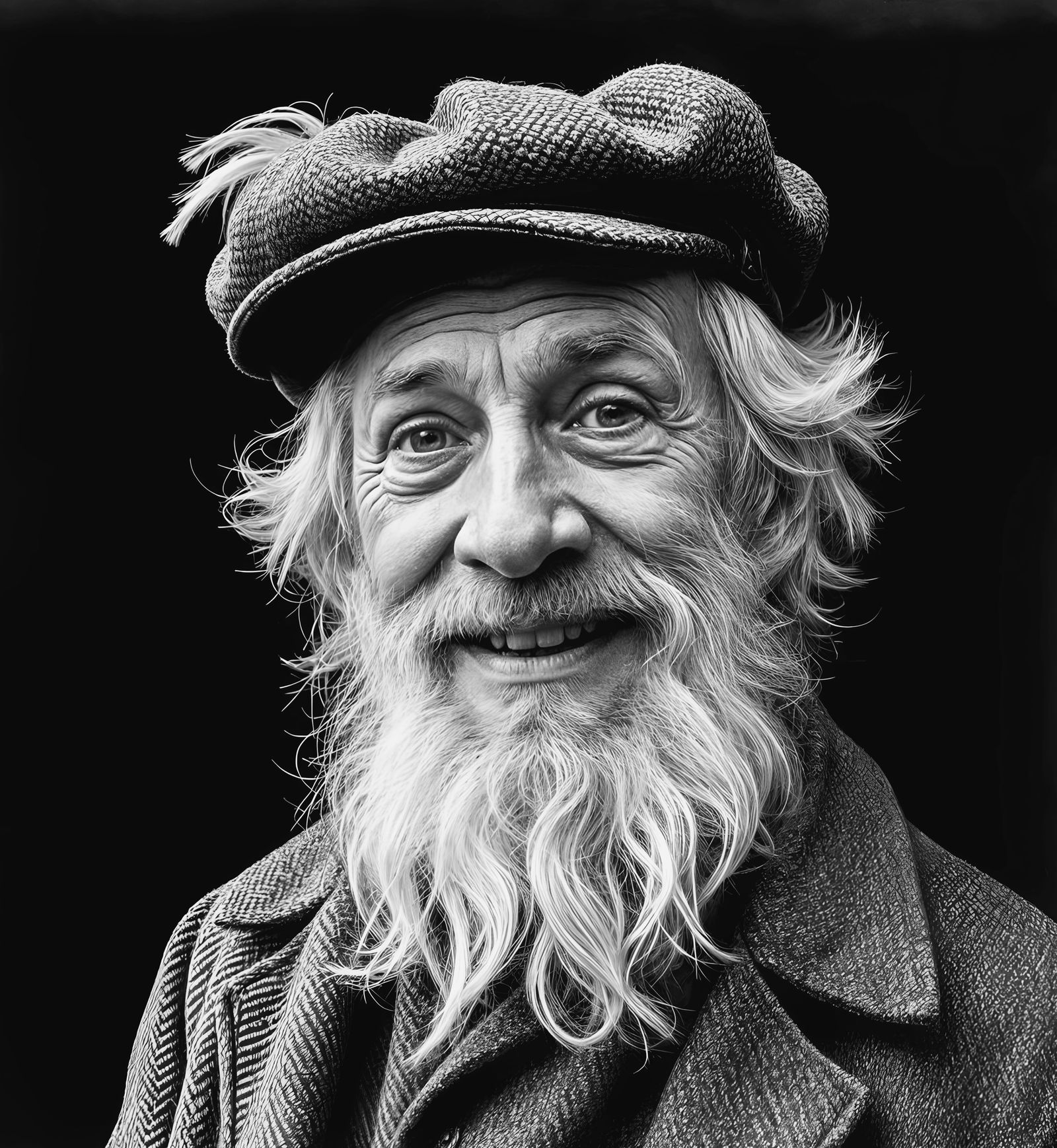 Portrait of a Wise Old Sage in Silver Lines