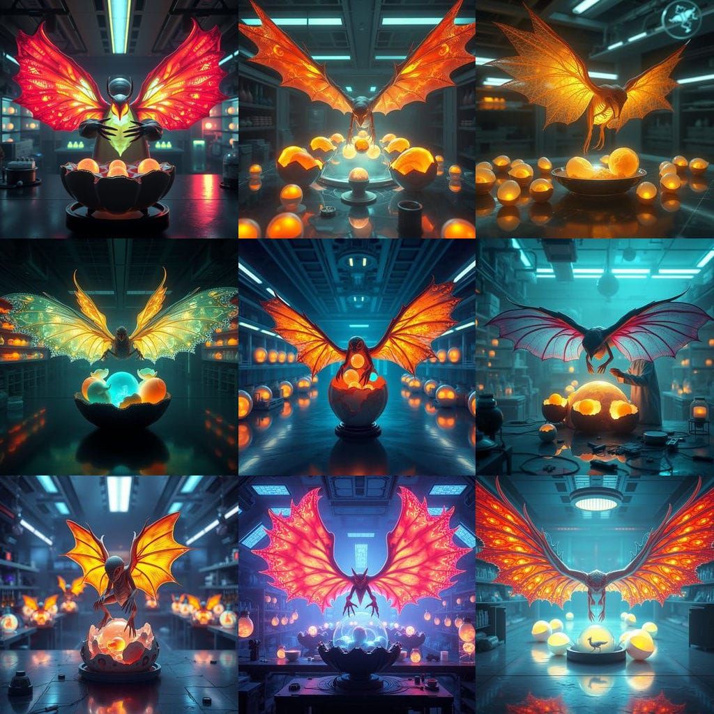 Fantastical Embryos in Glowing Eggs Take Flight in a Dreamli...