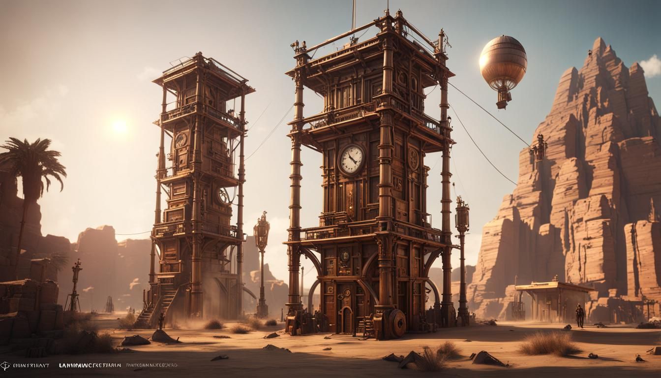 Steampunk Towers Transmitting Light Signals