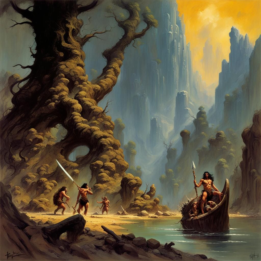 Wild Western World After Cataclysm: Frazetta-Style Fantasy