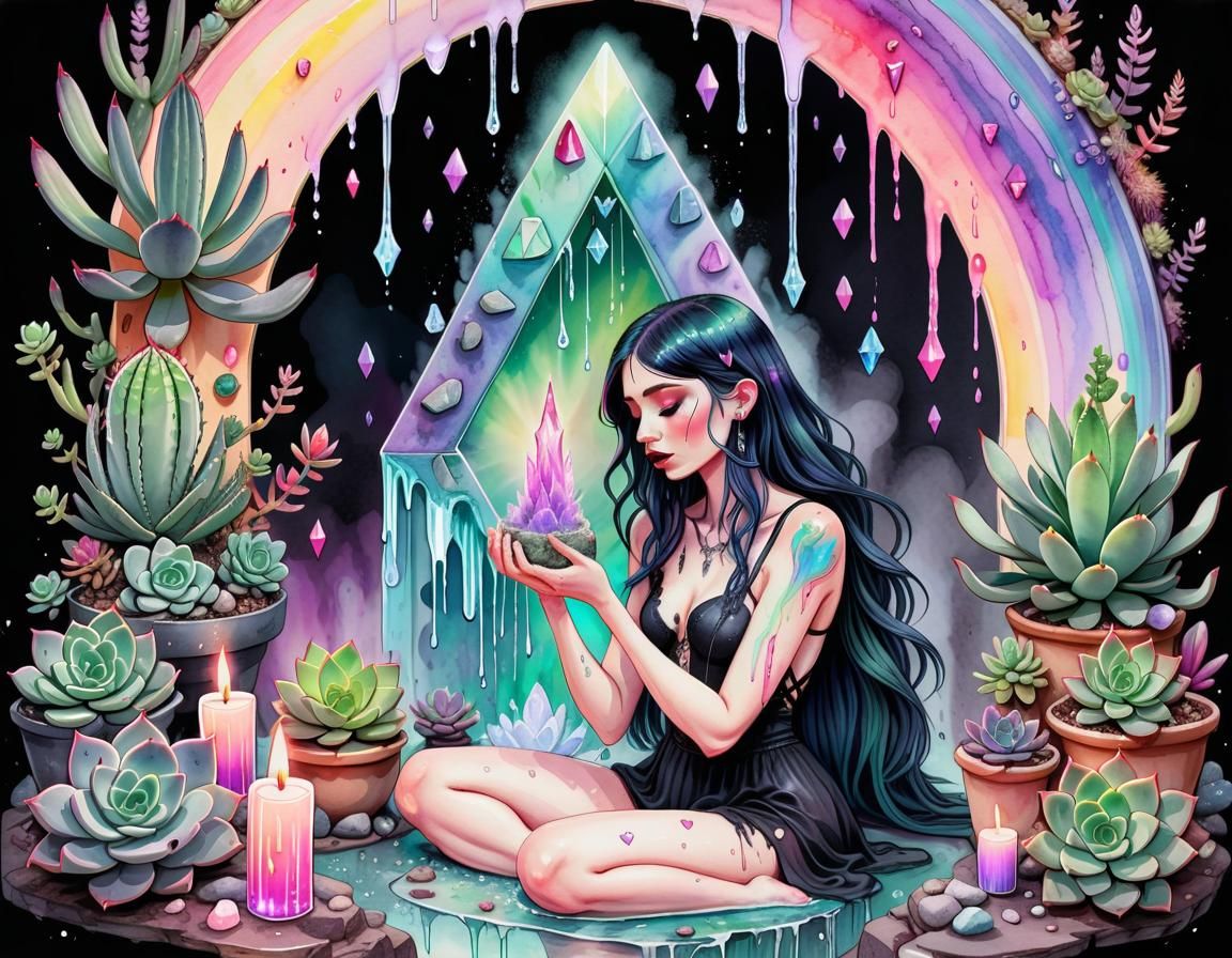 Pastel Goth Watercolour: Falling in Love with Demoness