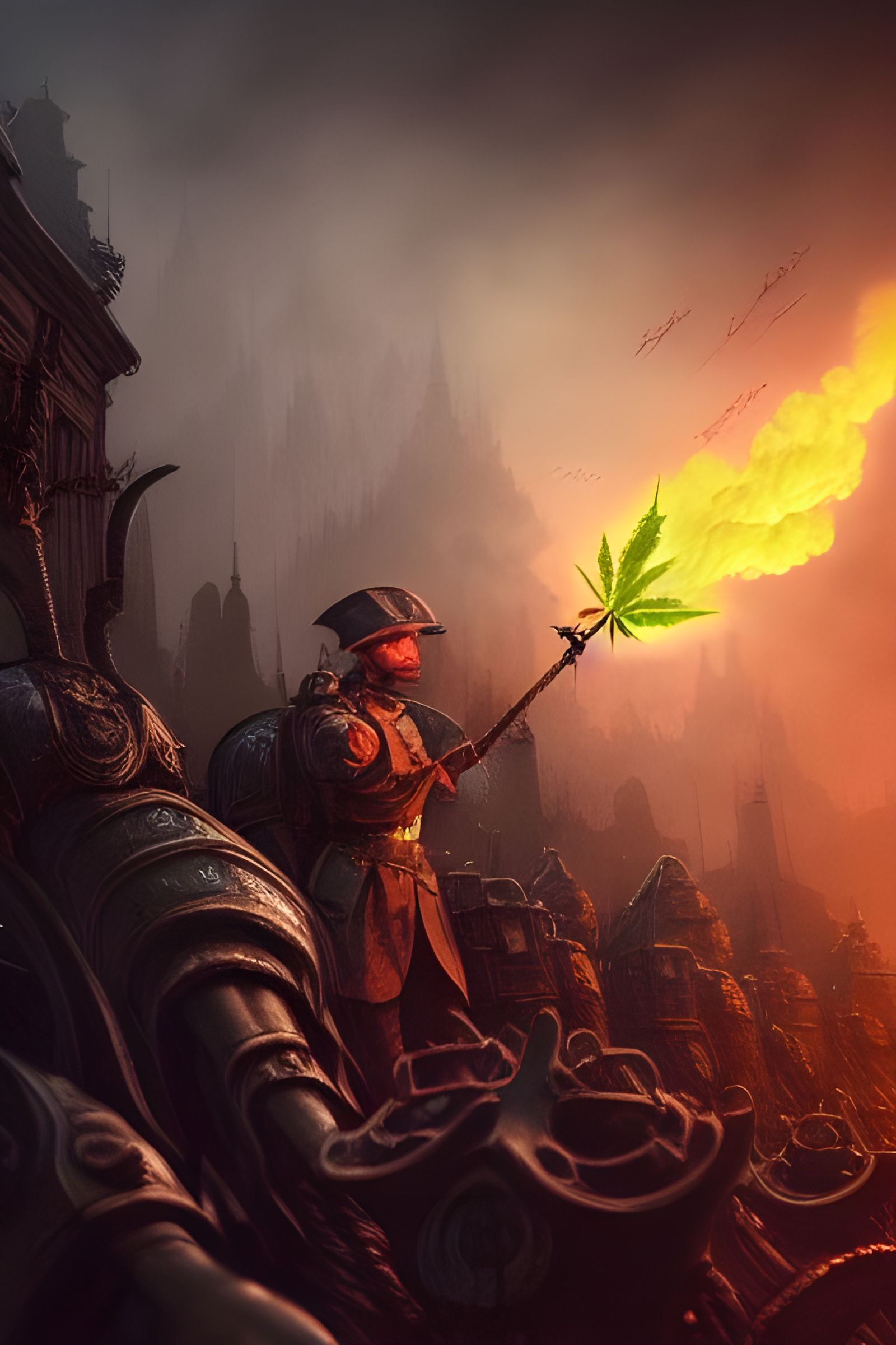 Overlord Handing Out Flyers in Detailed Charcoal Style