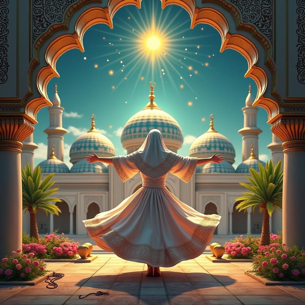 Mystical Dervish Dance in Islamic Art Style