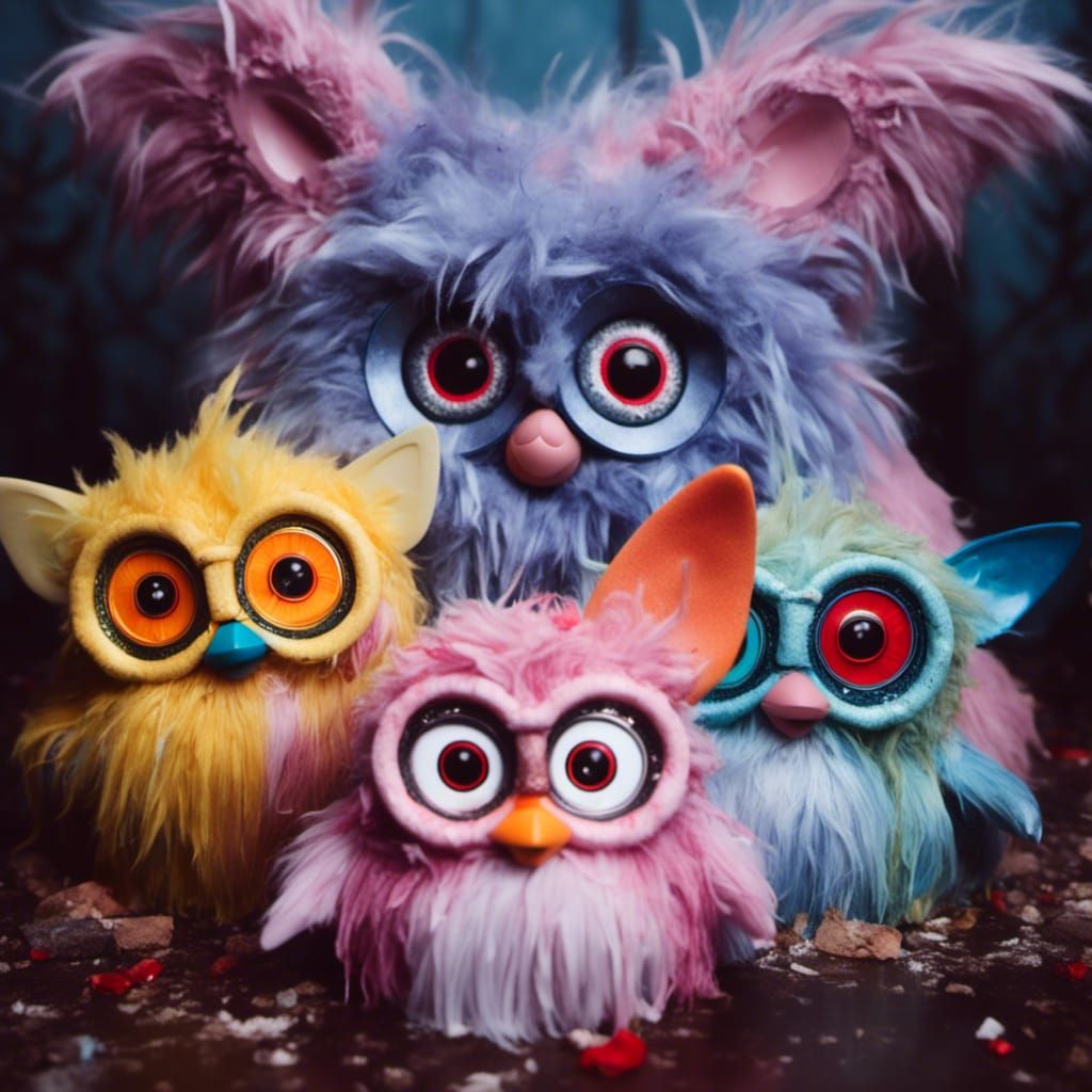 Macabre Furby Family in Eerie Style