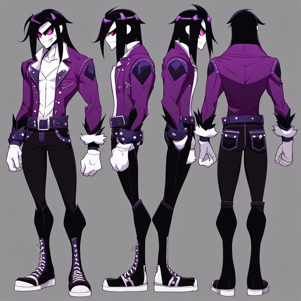 Hazbin Hotel Boy Character Sheet in Punk Outfit
