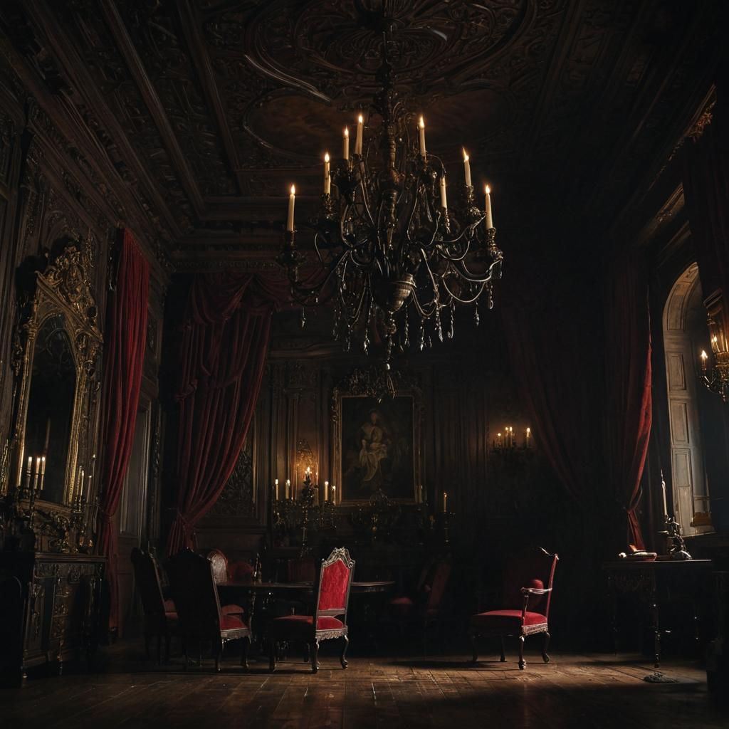 Luxurious Gothic Mansion Room in Baroque Style