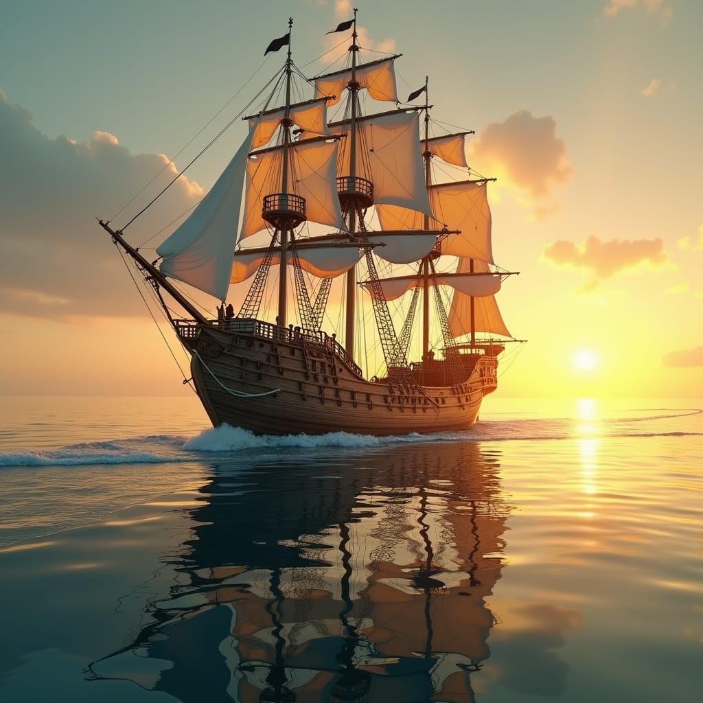 Galleon Sunset: A Matte Painting Masterpiece