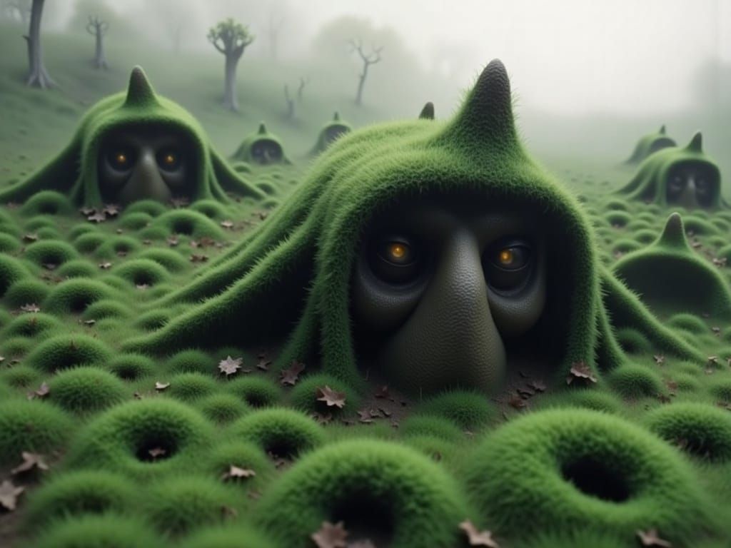 Ethereal Green Moss World with Ghosts