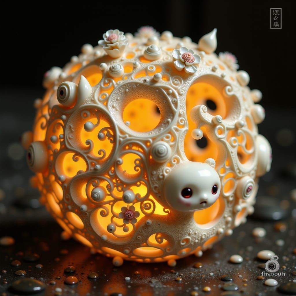 Ornate Netsuke Sculpture in Ukiyo-e Style