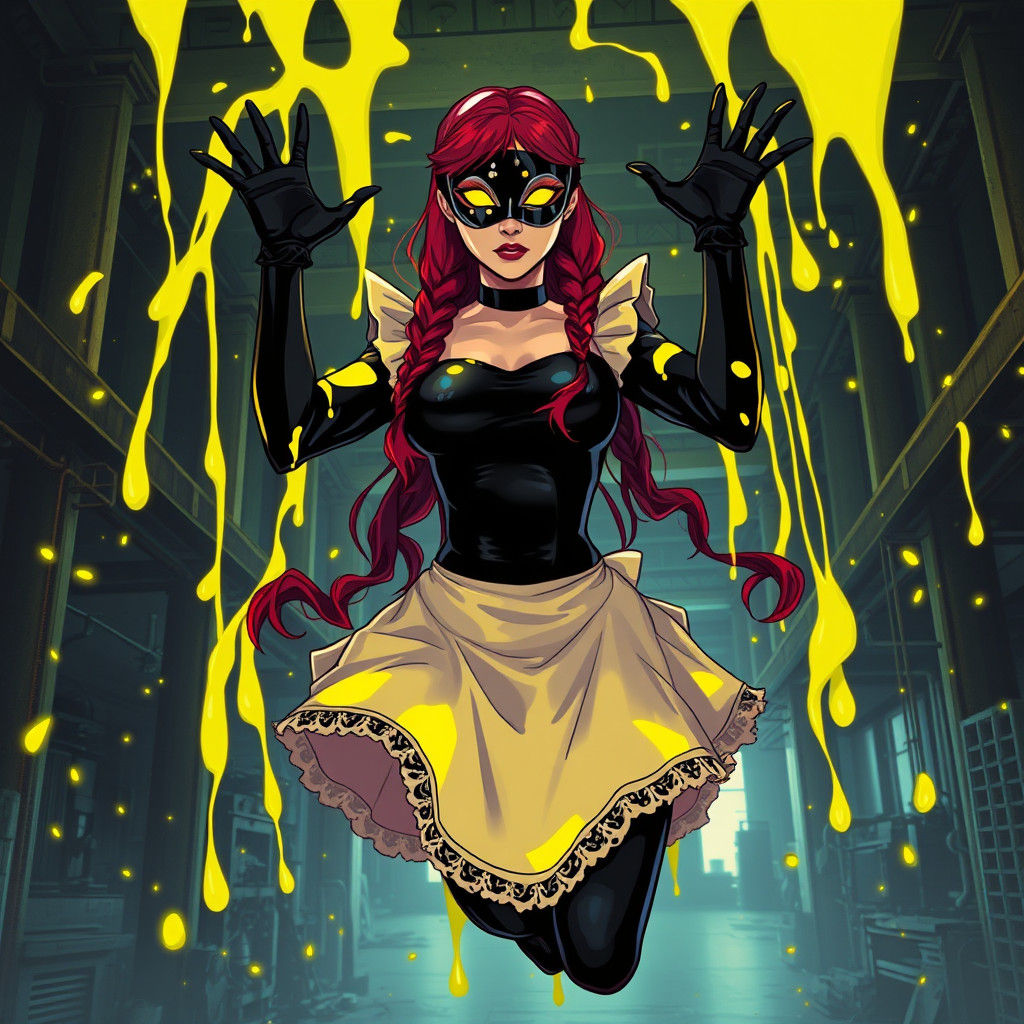 Latex Maid in Slime Factory: 80s Cartoon Style