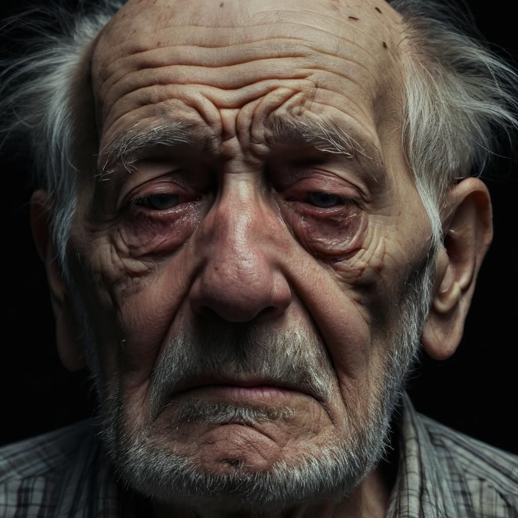 Detailed Portrait of a Tired, Wise Old Man