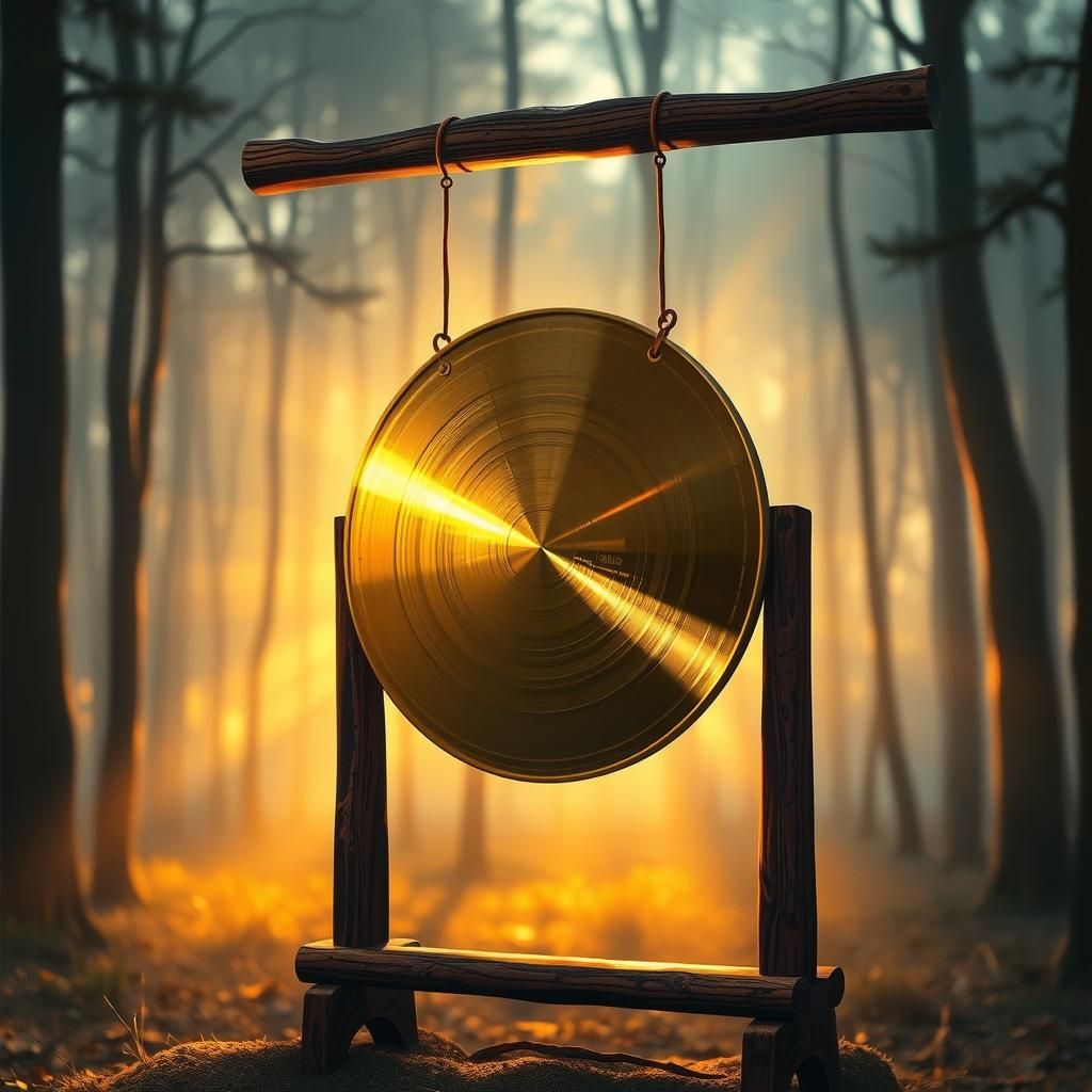 Gong in Misty Forest: Impressionistic Anime Art