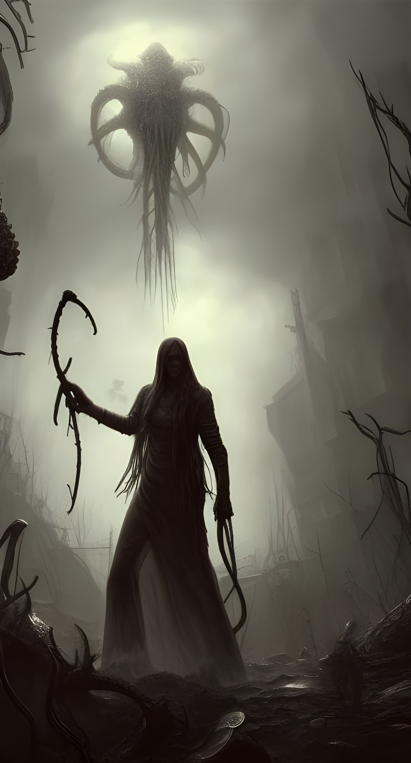 Dark Post-Apocalyptic World Ruined by Lovecraftian God