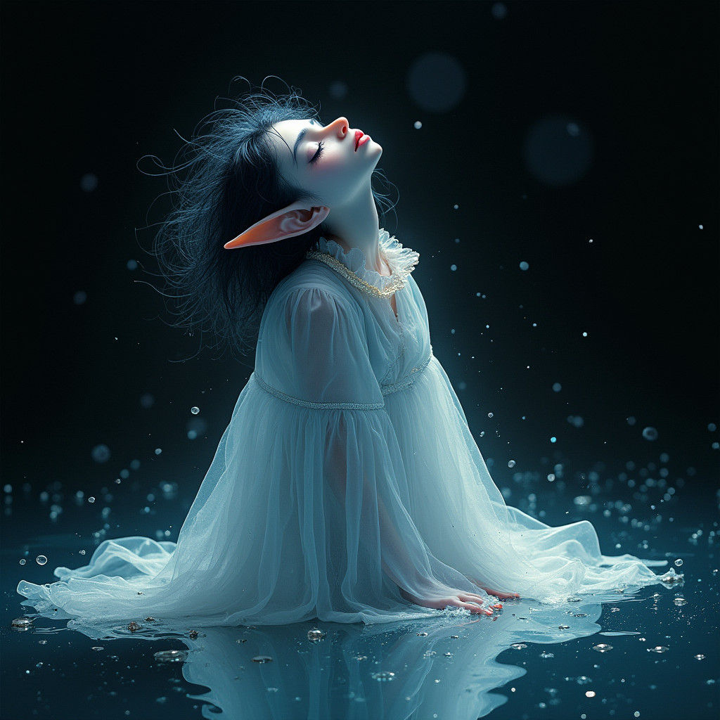 Ethereal Goblin Beauty in Watercolor Style