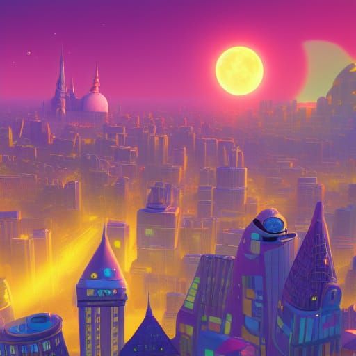 City on the Moon: 3D Digital Art