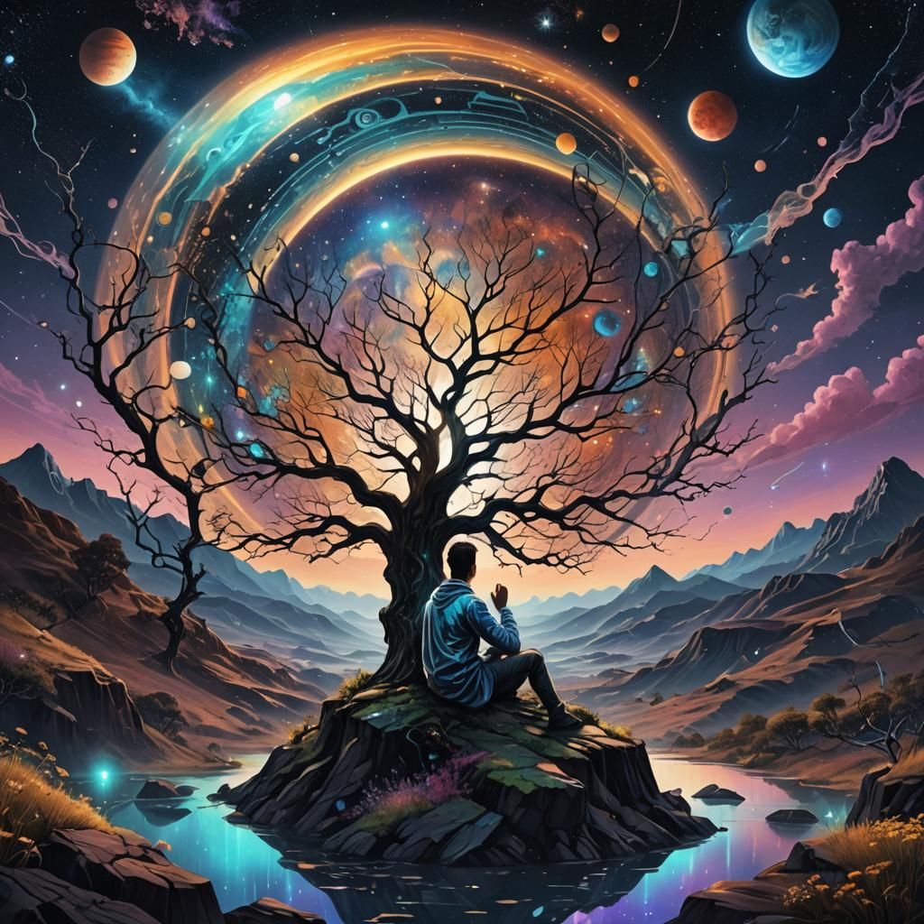 Cosmic Astral Weeping Figure by Pablo Amaringo