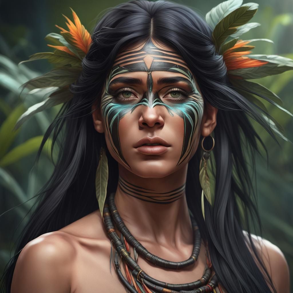 Expressive Yanomamo Woman Portrait in Ultrarealistic 8k