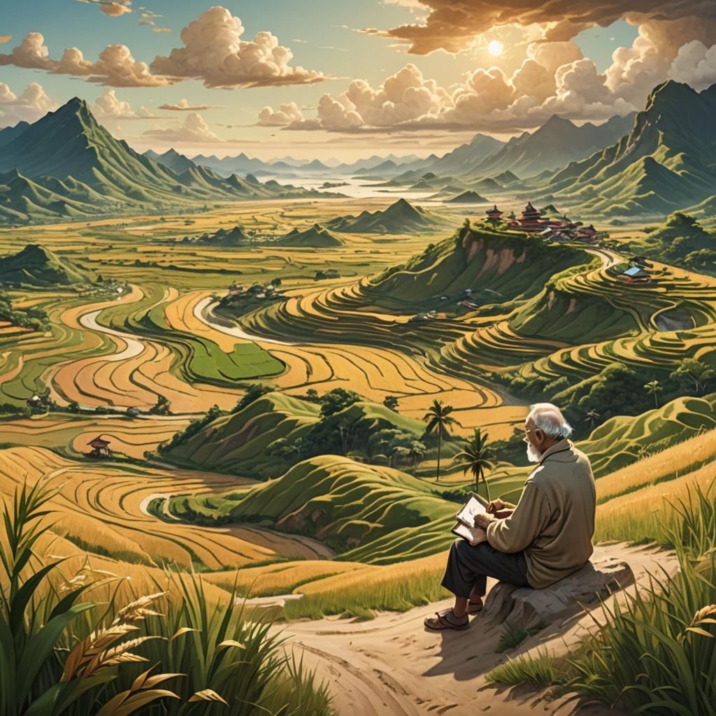 Old Man's Hilltop View: Detailed Matte Painting